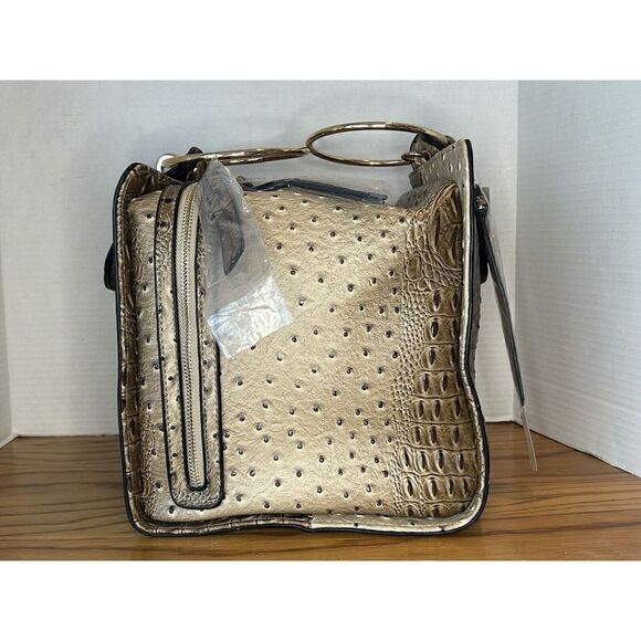 VERSONA Women’s Nude Faux Leather Faux Crocodile Textured Purse Handbag Tote Bag - Picture 4 of 9